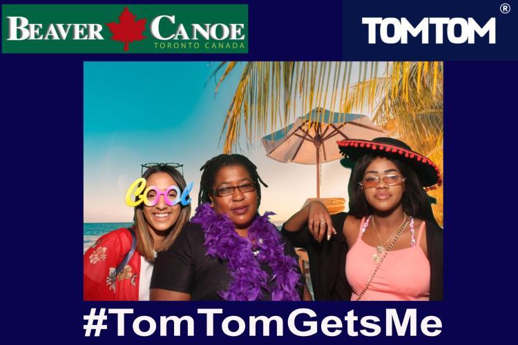 Branded corporate photo booth portrait with colourful props